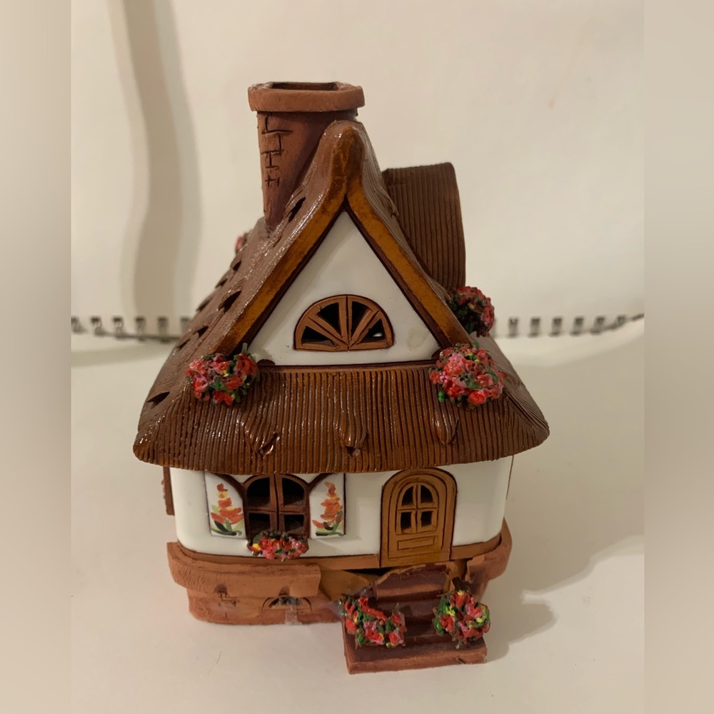 Maribor Kunstgewerbe Artisan Lithuanian Folk Art Clay Cottage Tea Light Holder